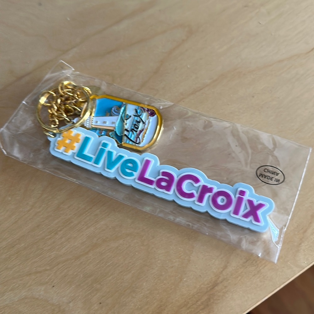 LaCroix #LiveLaCroix Beach Plum blue keychain NWT